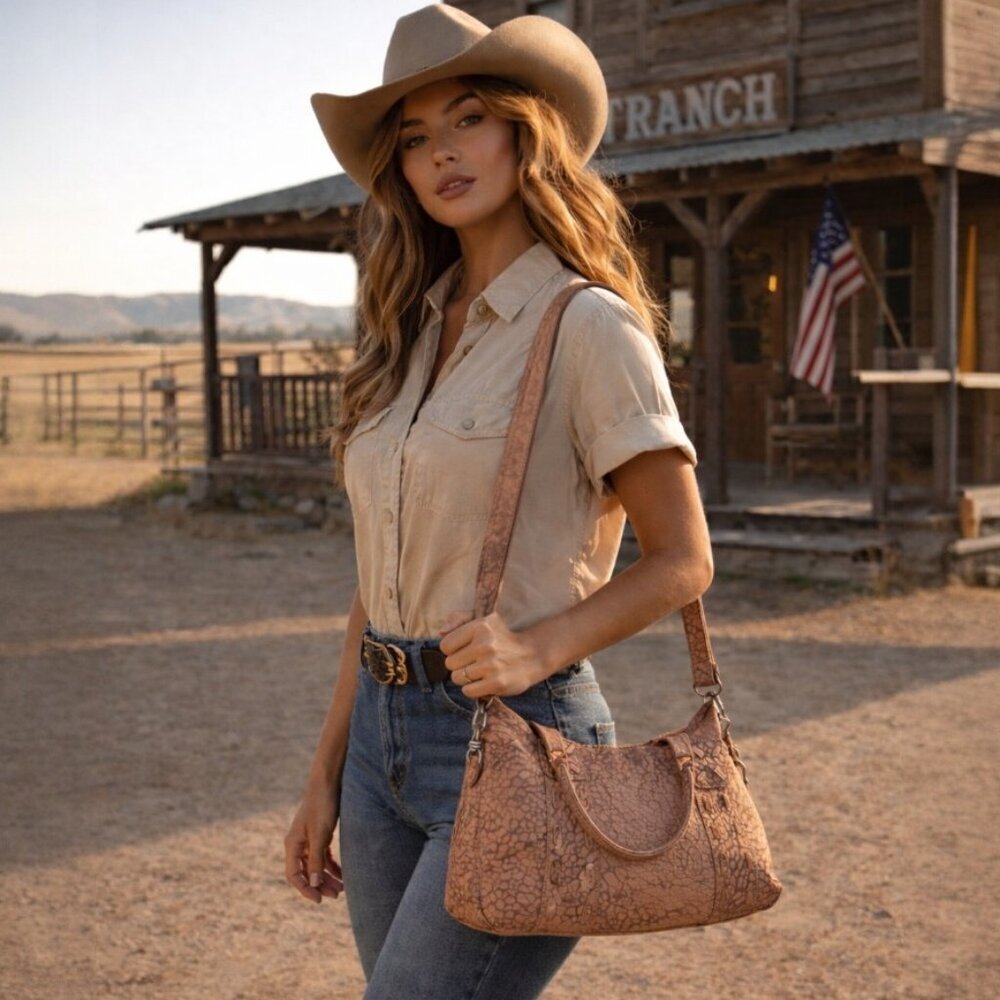 Liebeskind Berlin Distressed Leather Shoulder Bag | Textured Rosewood Satchel